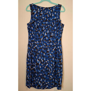 Ann Taylor Women's Size 10 Silk Sheath Dress‎ Blue Tiered Sleeveless Lined